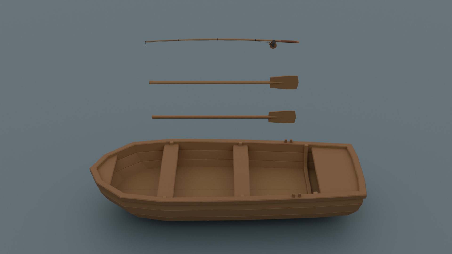 Simple Wooden Fishing Boat - Free 3D Models For Games