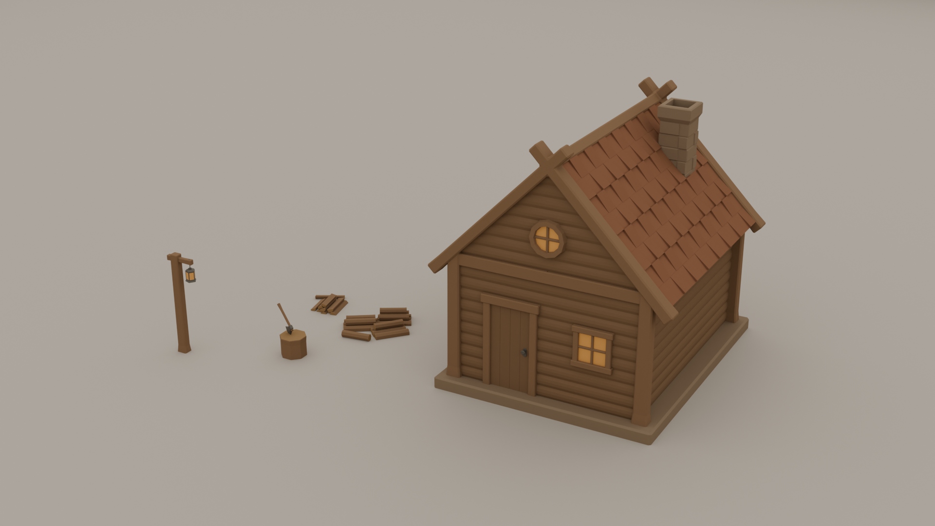 Wooden House In The Snow - Free 3D Models For Games