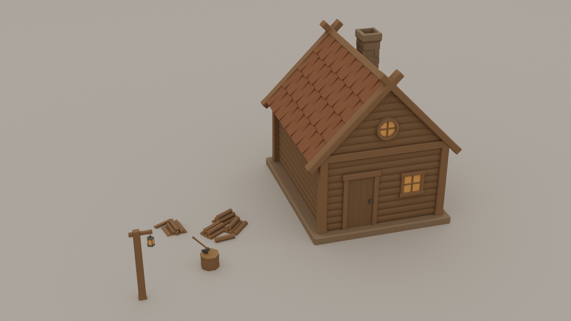 Wooden House In The Snow - Free 3D Models For Games