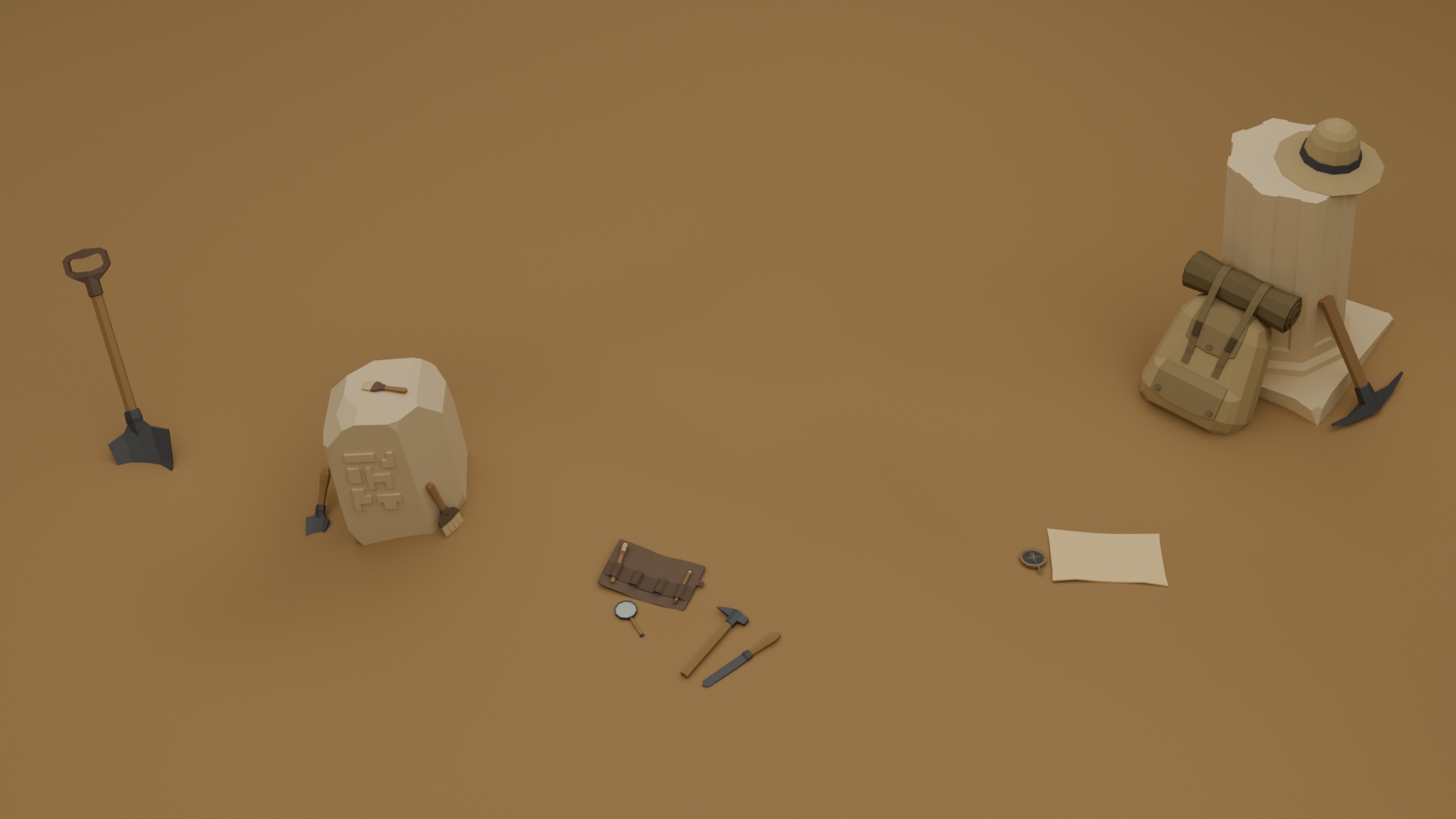 Archaeological Adventurer Tools Pack - Free 3D Models For Games