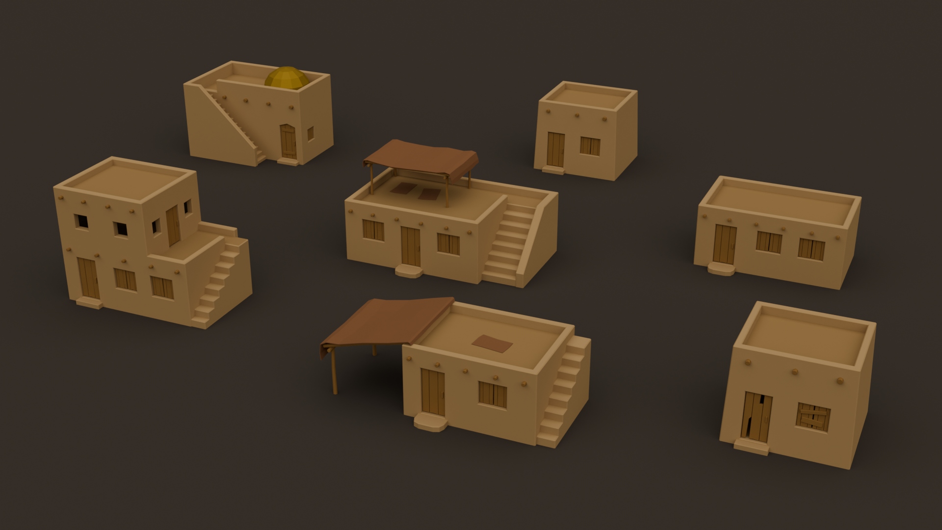 Arab Clay Buildings Pack - Free 3D Models For Games