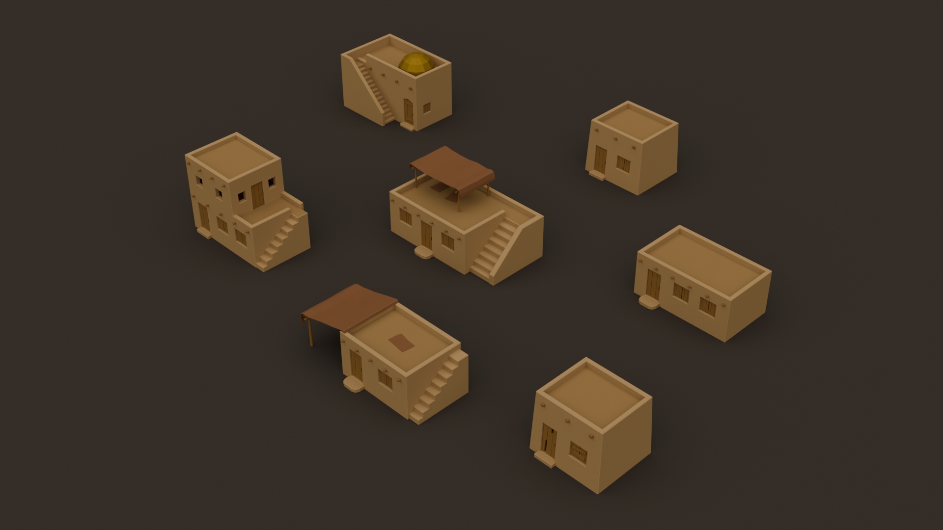 Arab Clay Buildings Pack - Free 3D Models For Games