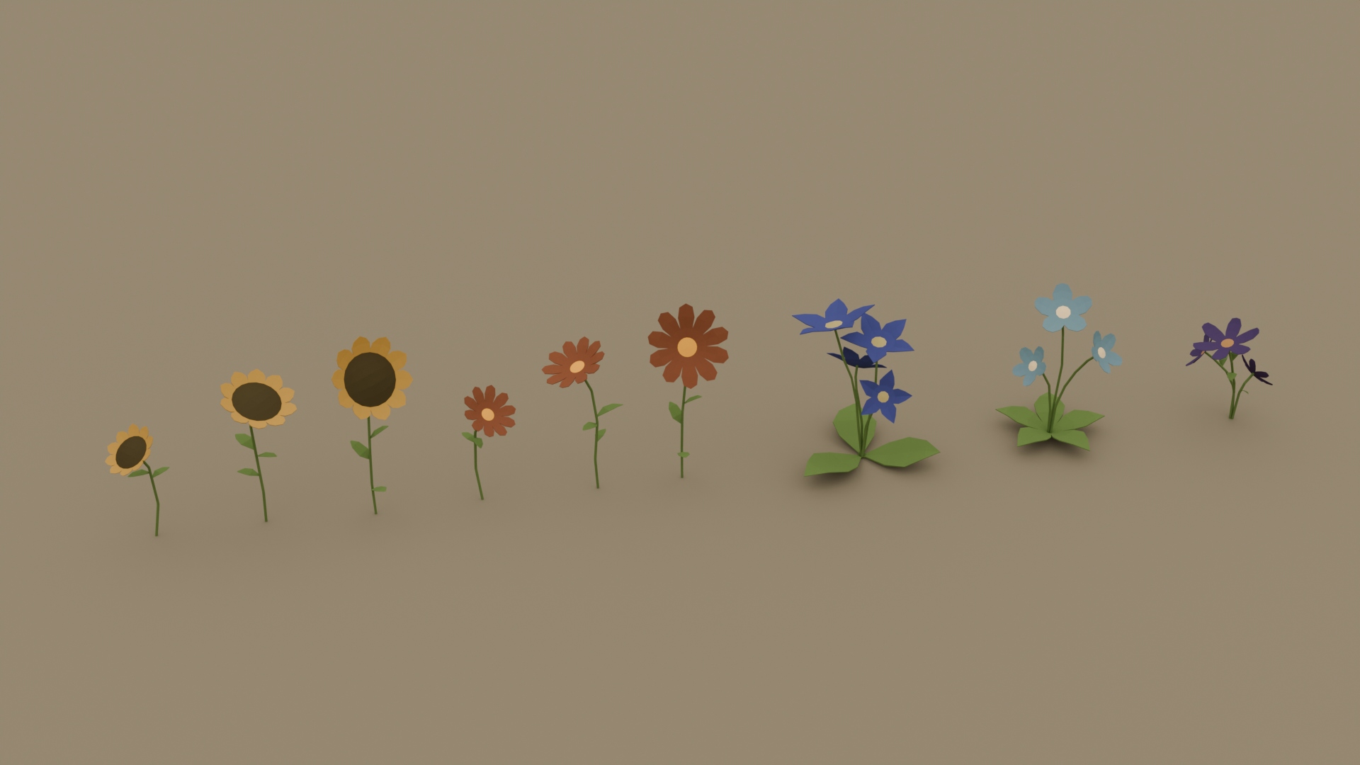 Natural Spring Flowers Pack - Free 3D Models For Games