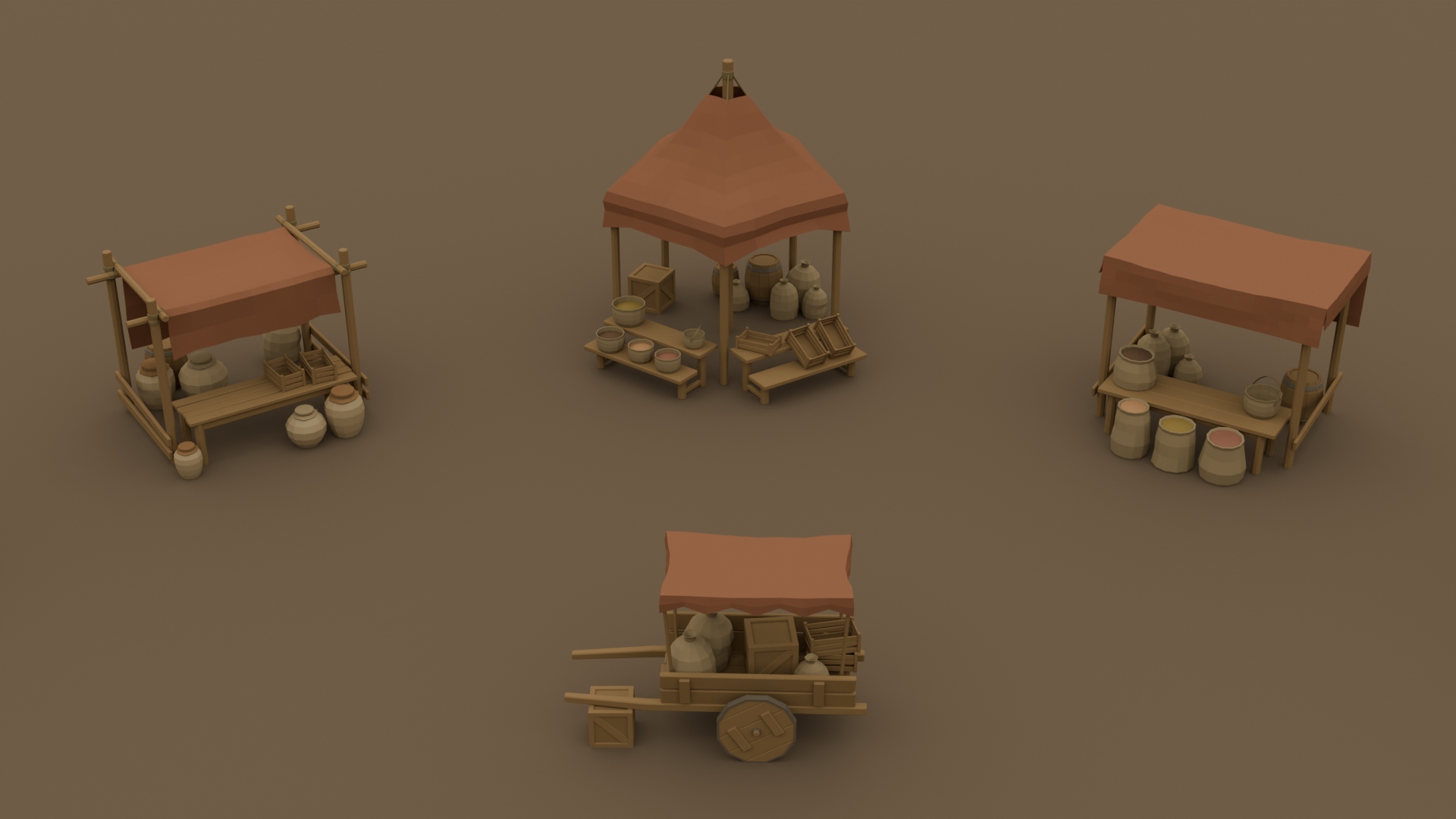 Medieval Market Stalls Pack - Free 3D Models For Games