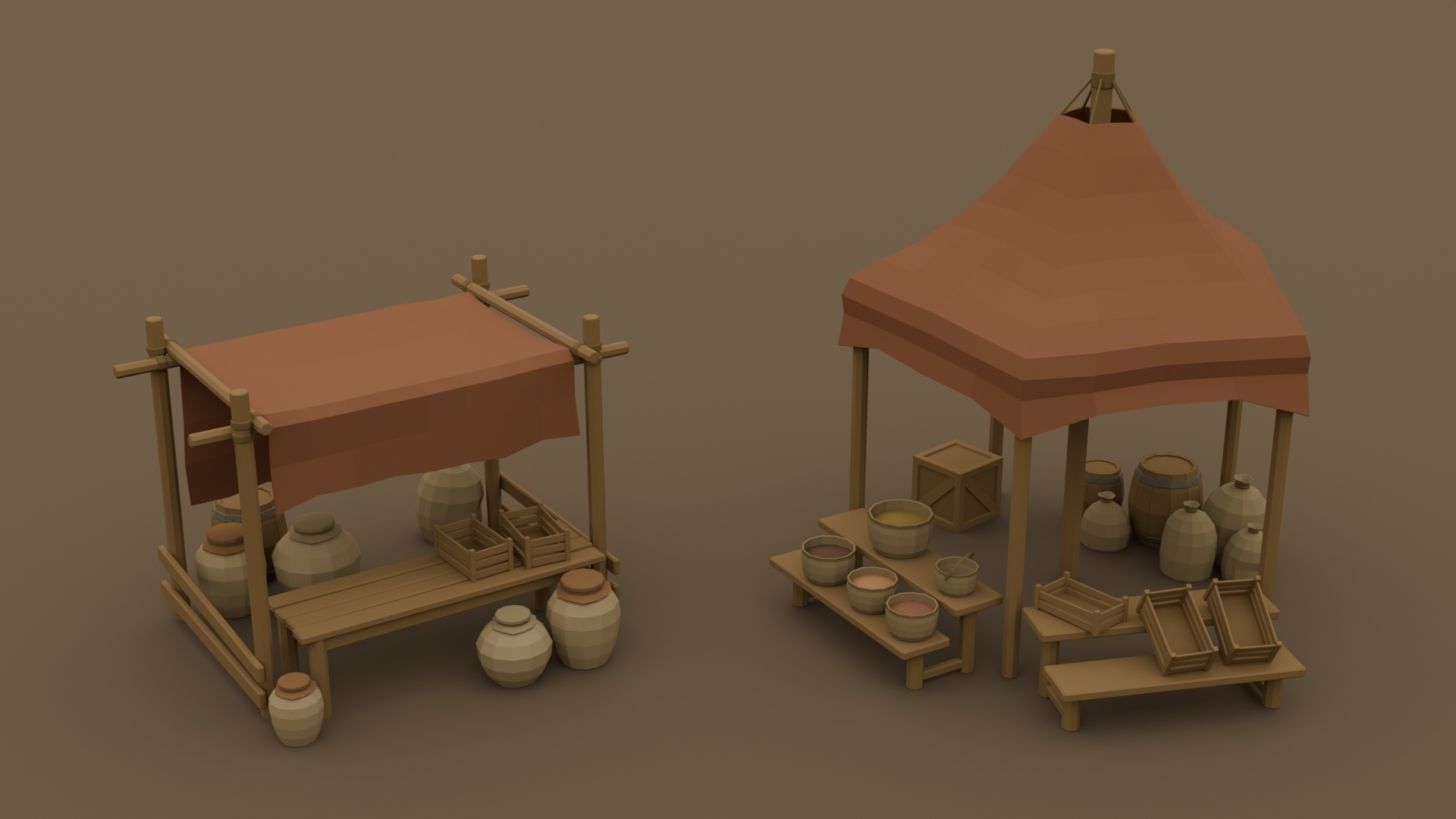 Medieval Market Stalls Pack - Free 3D Models For Games