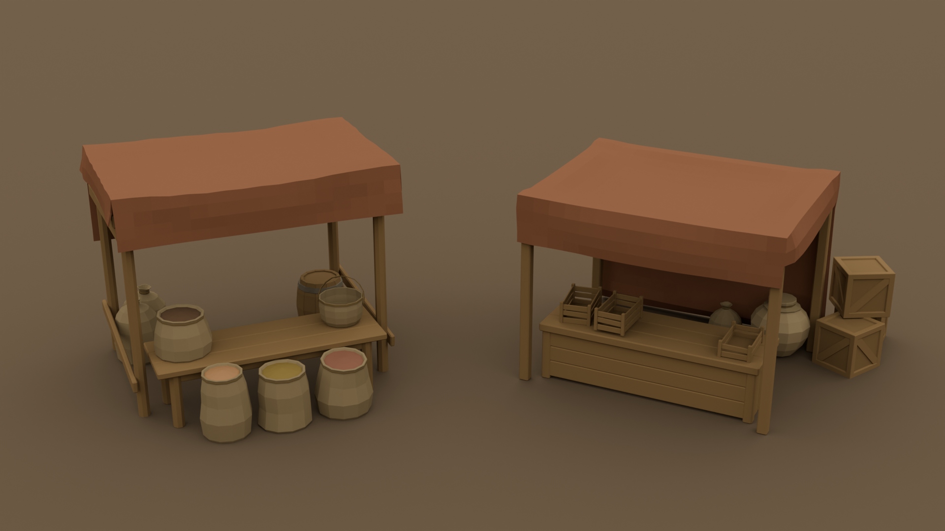 Medieval Market Stalls Pack - Free 3D Models For Games