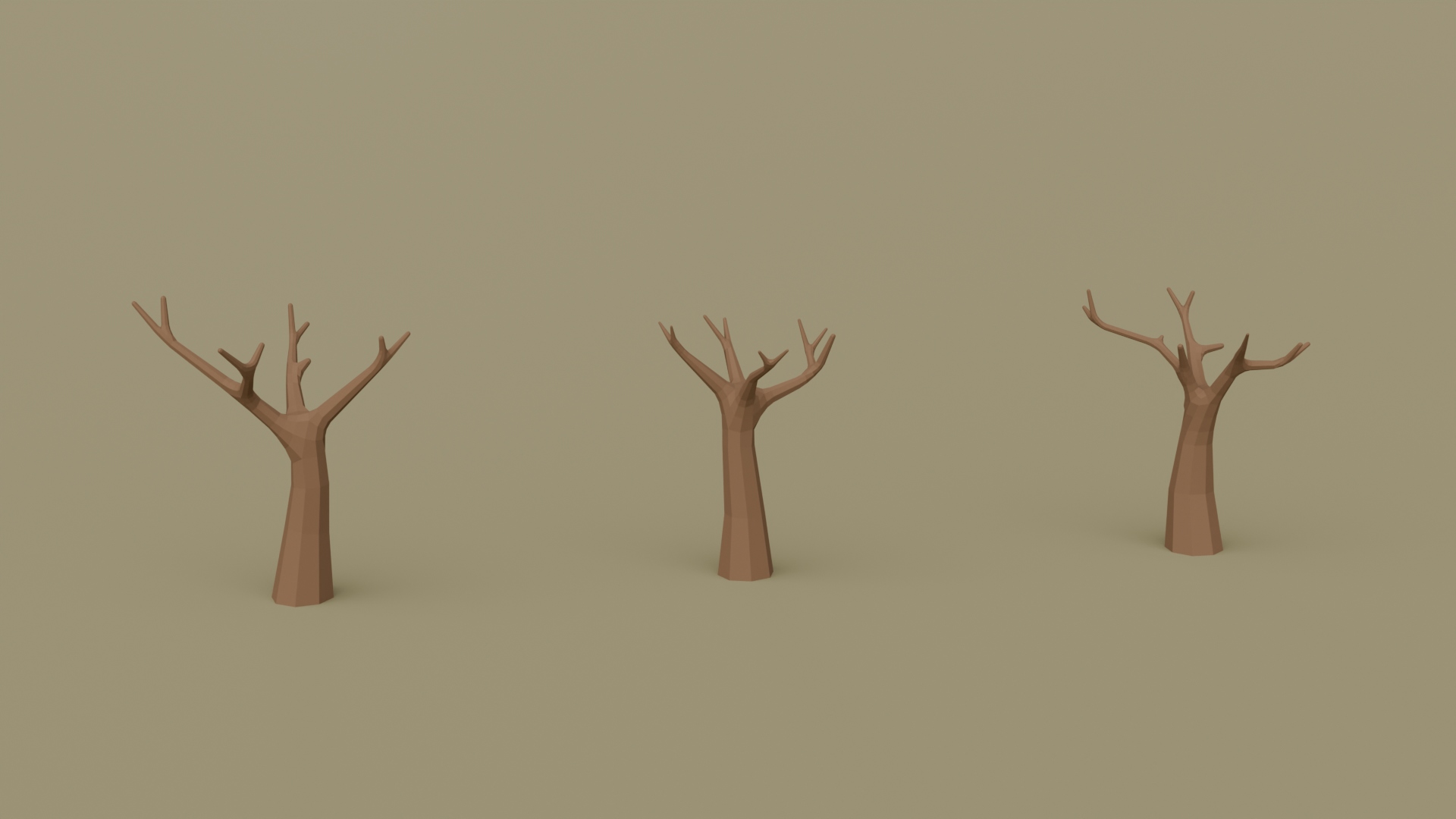 Simplified Oak Trees Pack - Free 3D Models For Games