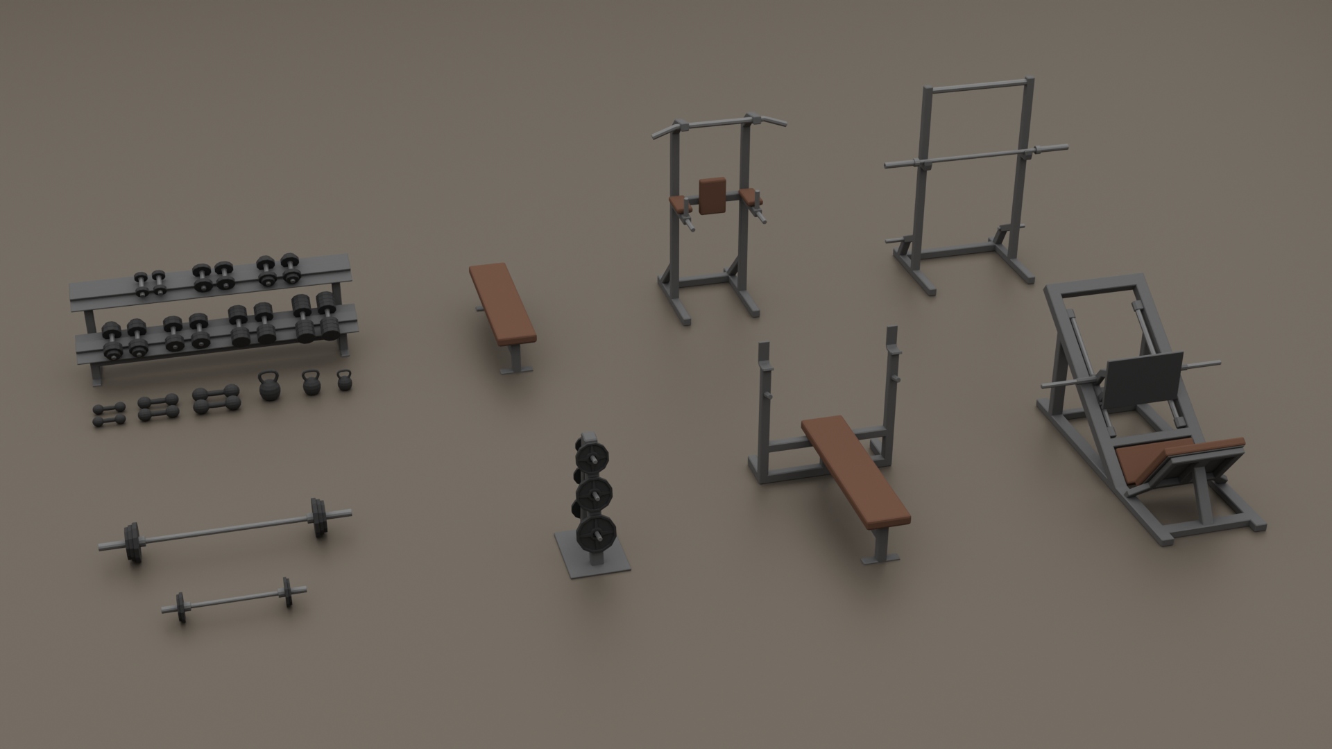 Old School Gym Equipment Pack - Free 3D Models For Games