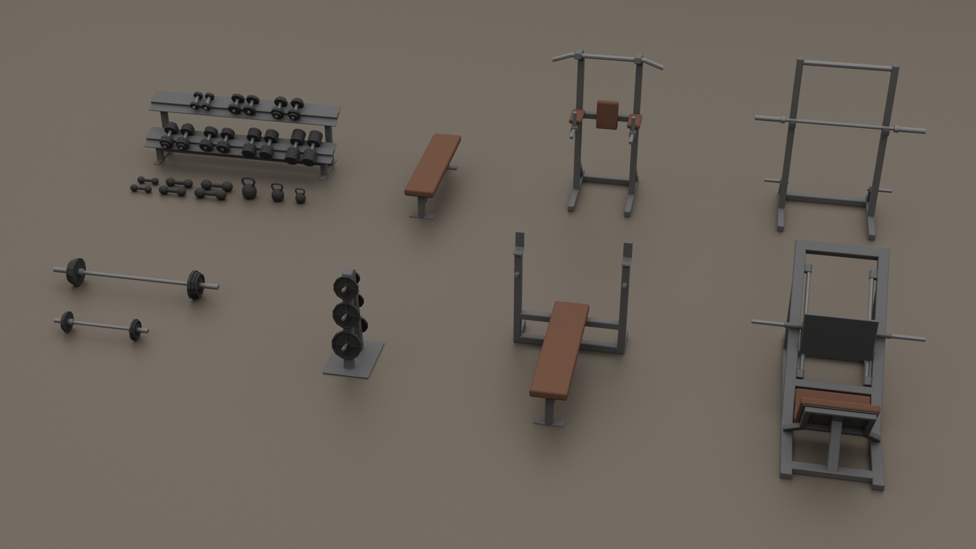 Old School Gym Equipment Pack - Free 3D Models For Games