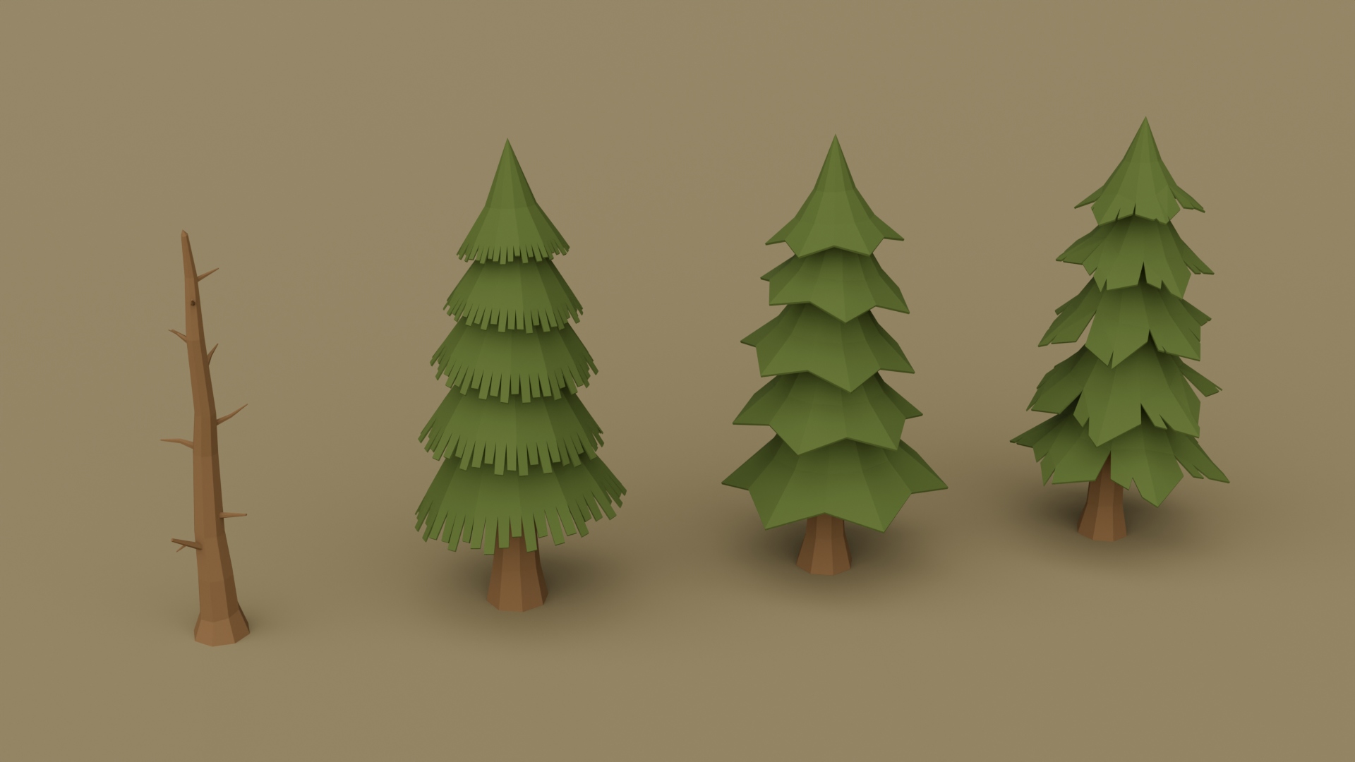 Simplified Pine Trees Pack - Free 3D Models For Games