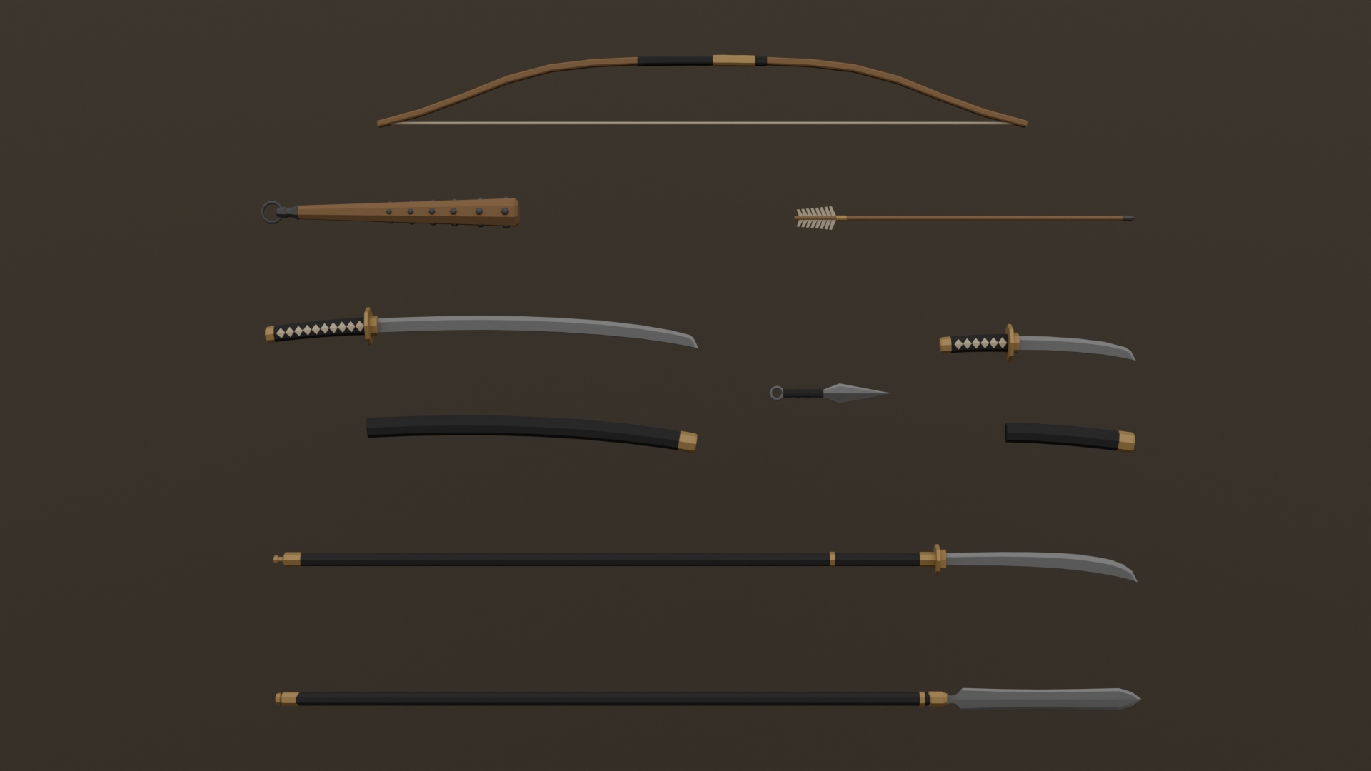 Samurai Warrior Weapons Pack - Free 3D Models For Games