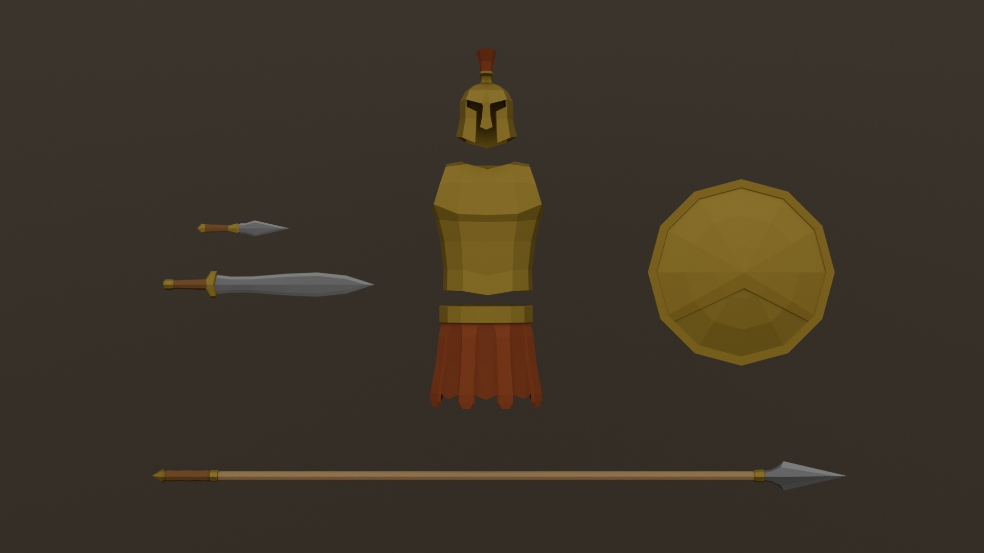 Spartan Warrior Weapons Pack - Free 3D Models For Games